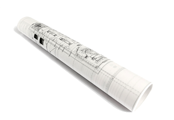 eine CAD-Planrolle auf Transparentpapier